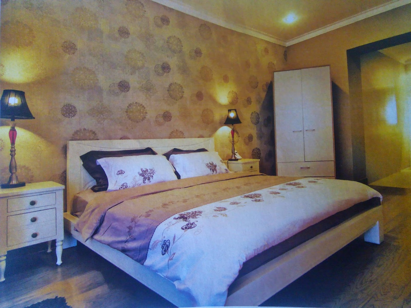 carta da parati dinding kamar tidur romantis,camera da letto,letto,camera,mobilia,proprietà