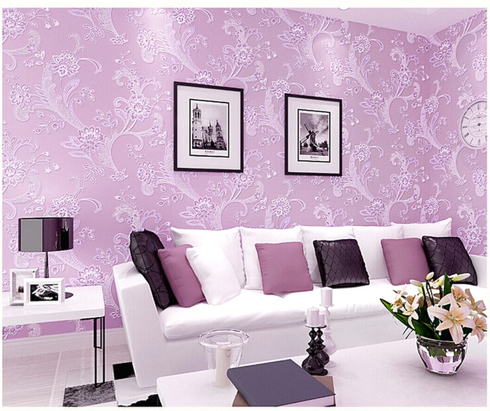 papier peint dinding ruang tamu minimalis,violet,violet,lilas,chambre,rose