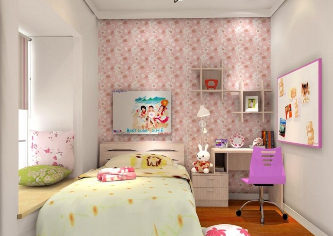 wallpaper kamar anak,bedroom,room,interior design,furniture,pink