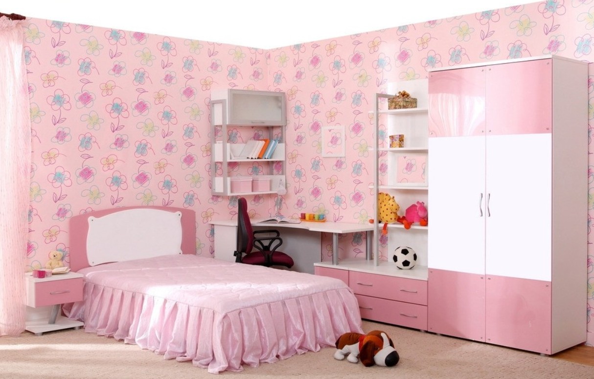 fondo de pantalla kamar anak,dormitorio,cama,mueble,rosado,habitación