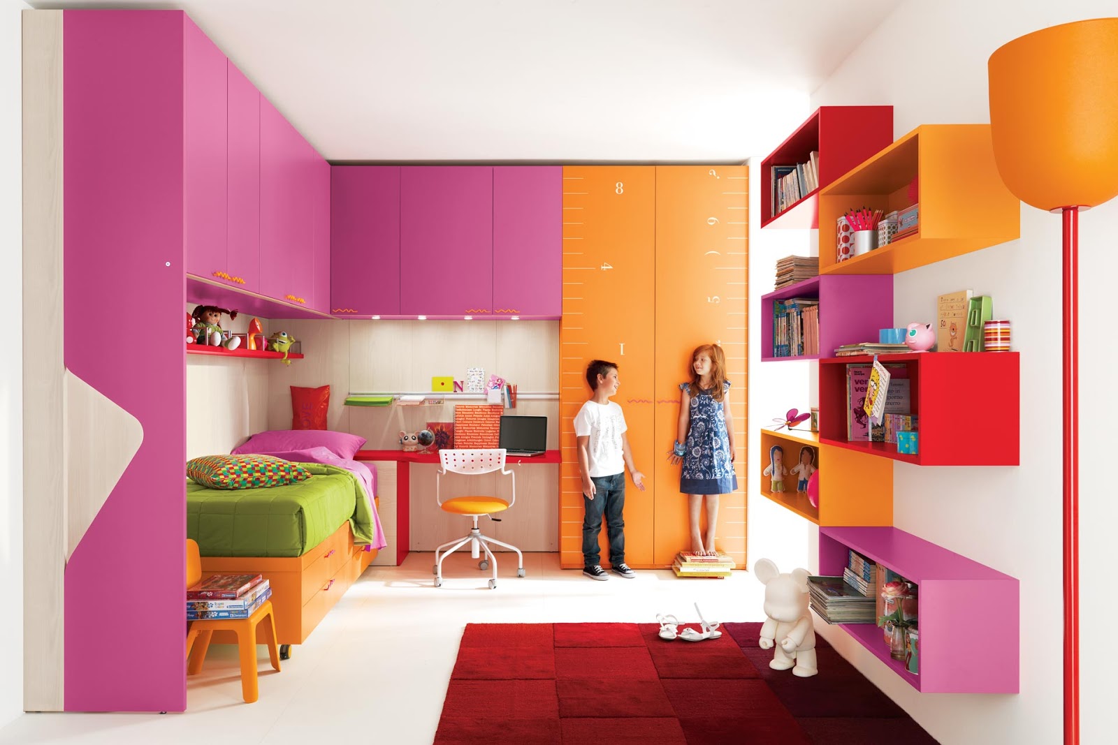 fondo de pantalla kamar anak,habitación,mueble,naranja,rosado,diseño de interiores