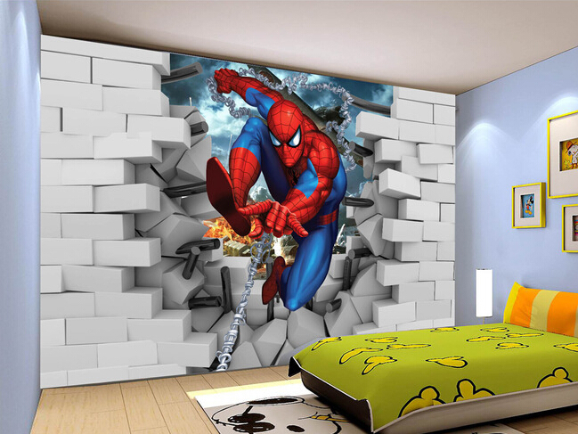 wallpaper kamar anak,wall,room,wall sticker,wallpaper,spider man