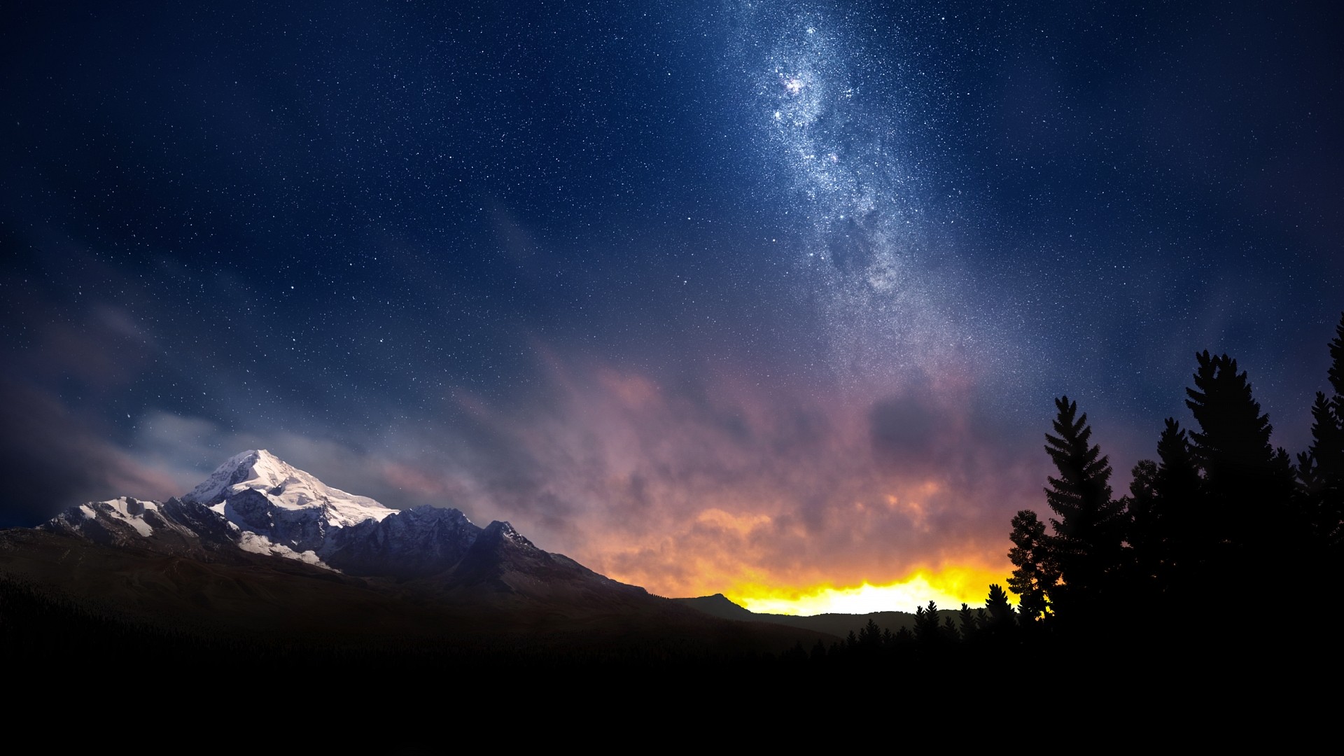 night sky wallpaper hd,sky,nature,mountain,atmosphere,cloud