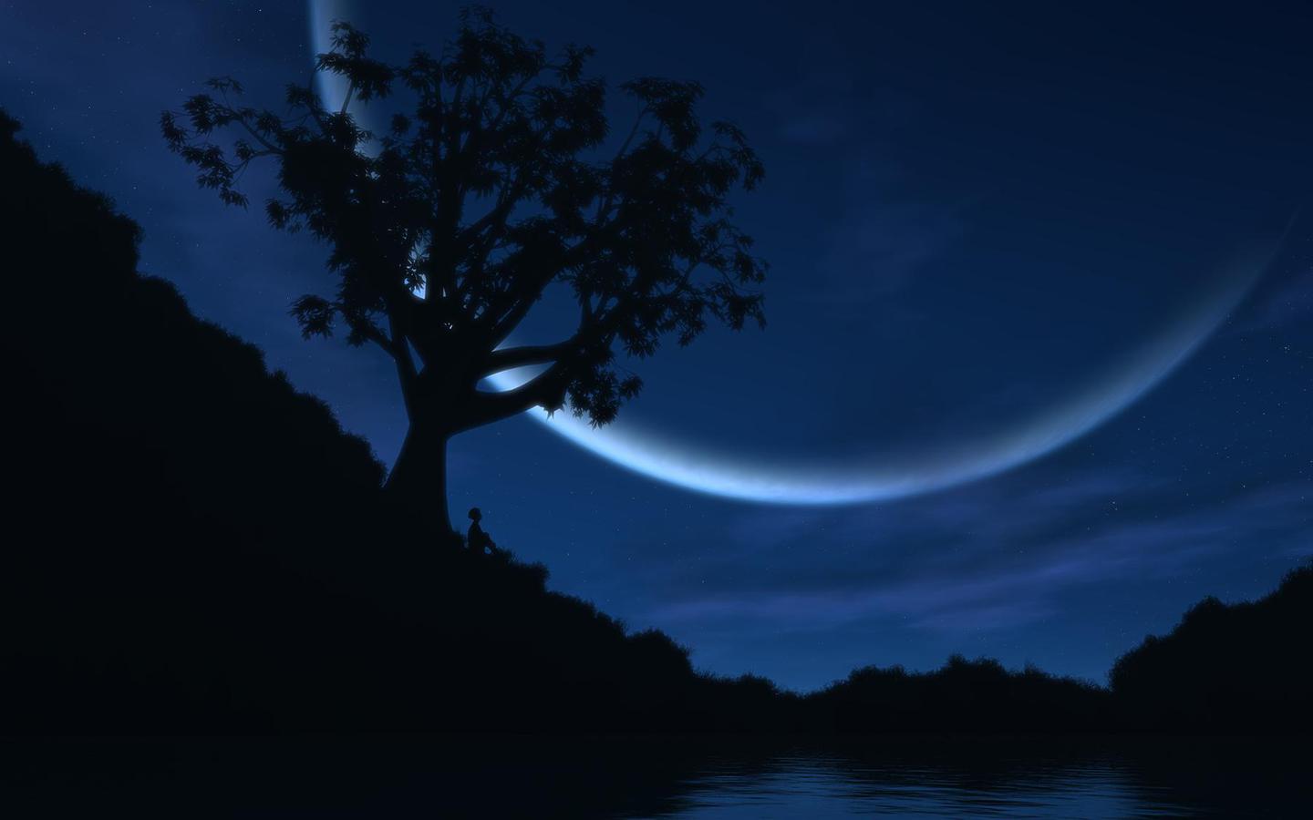 fond d'écran ciel nocturne hd,ciel,la nature,bleu,clair de lune,nuit