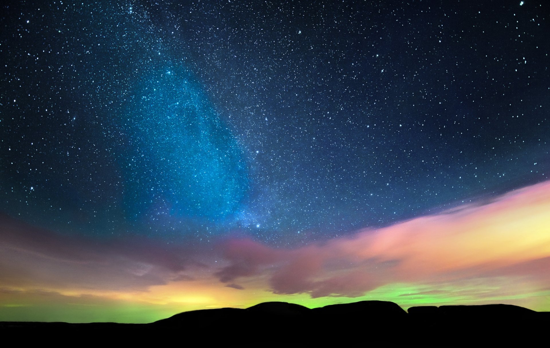 carta da parati notte di stelle,cielo,natura,atmosfera,orizzonte,notte