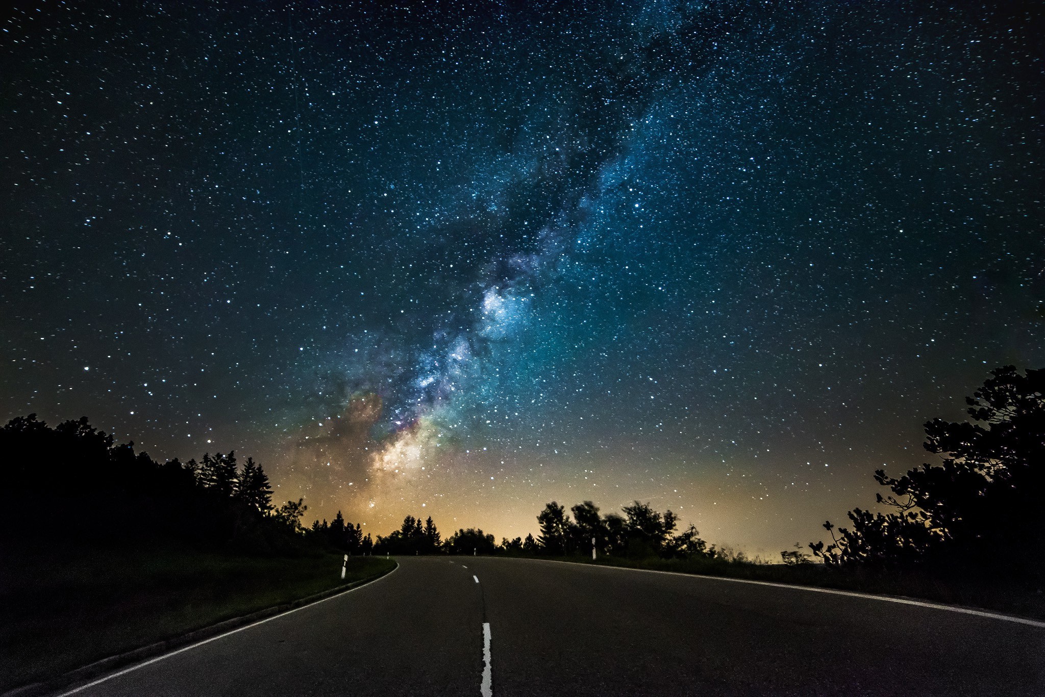 carta da parati notte di stelle,cielo,natura,strada,notte,paesaggio naturale