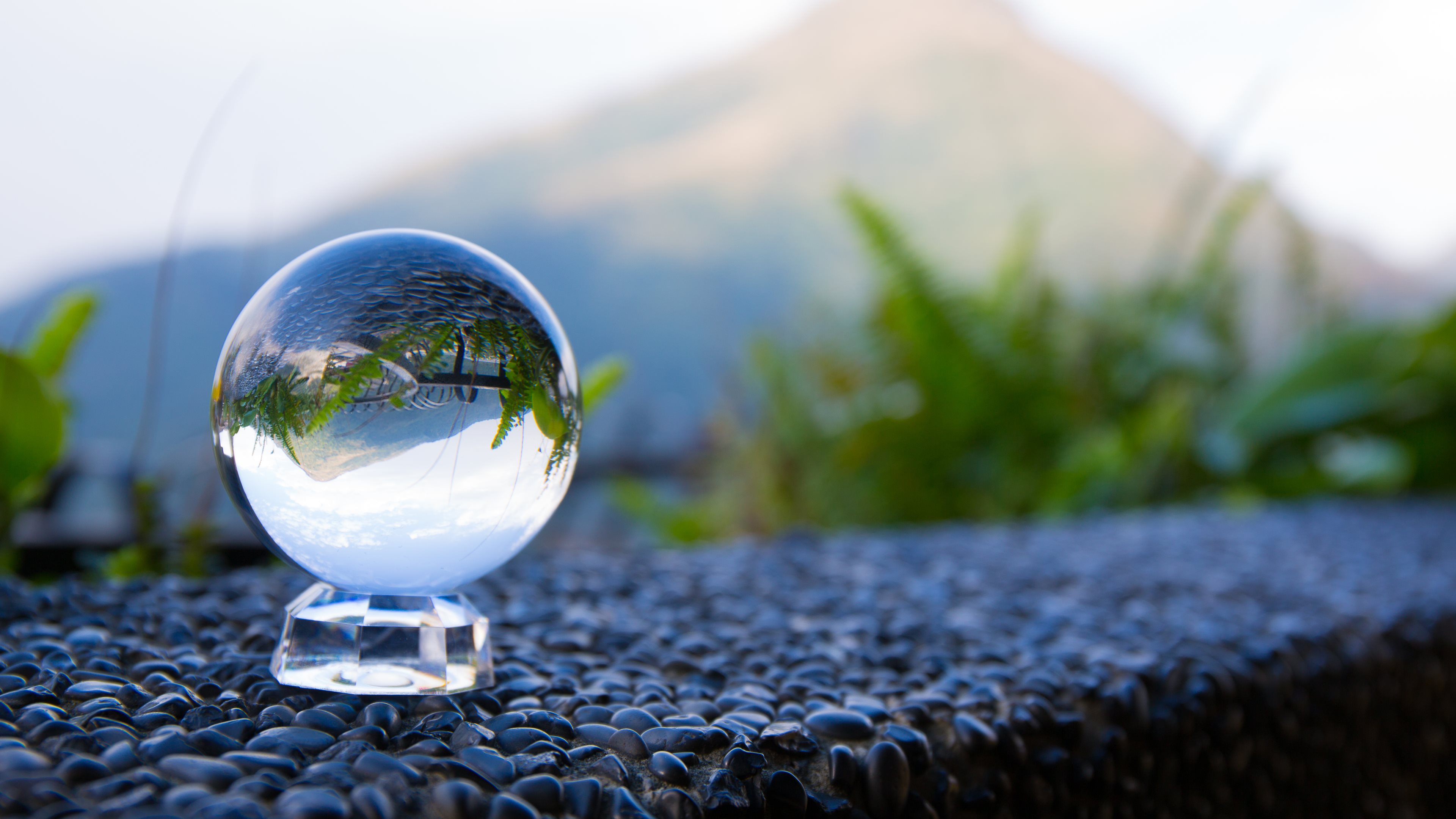 glass wallpaper,water,glass,sphere,grass,sky