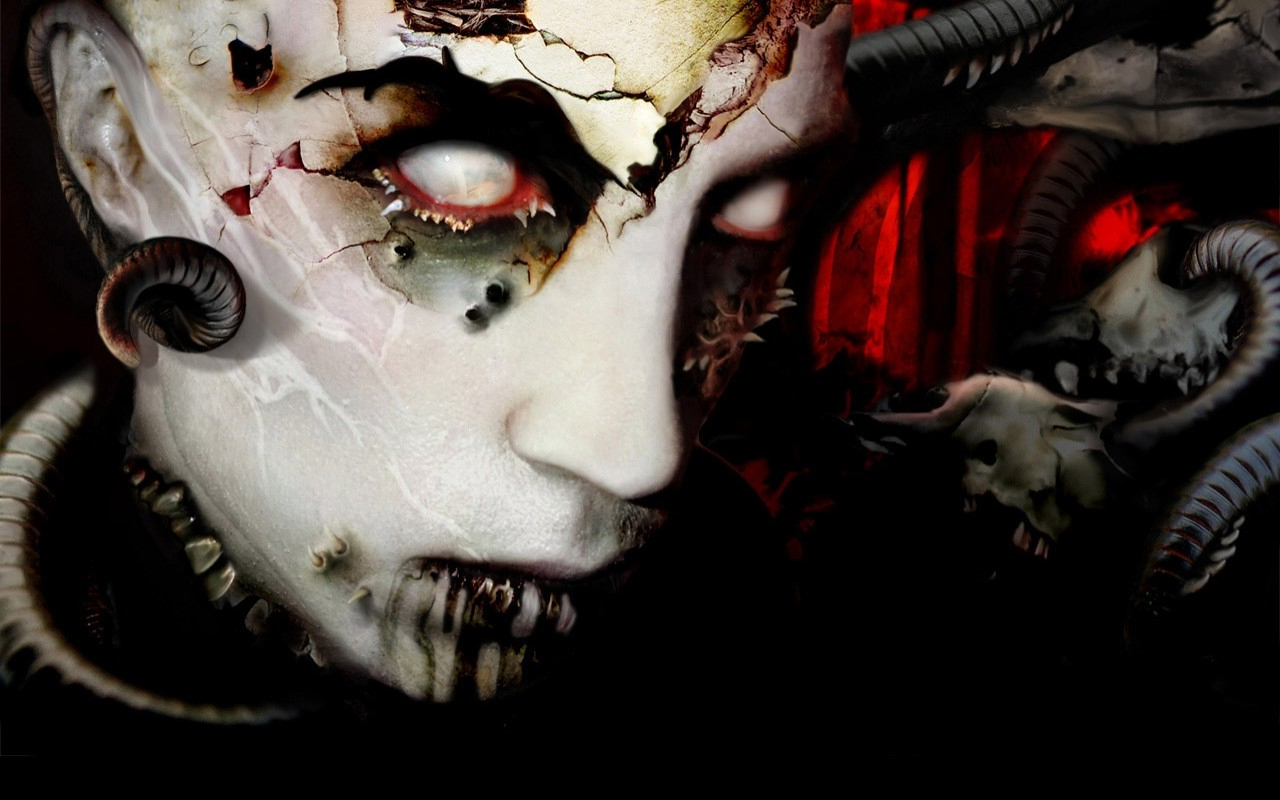 carta da parati horror 3d,viso,testa,occhio,finzione,avvicinamento