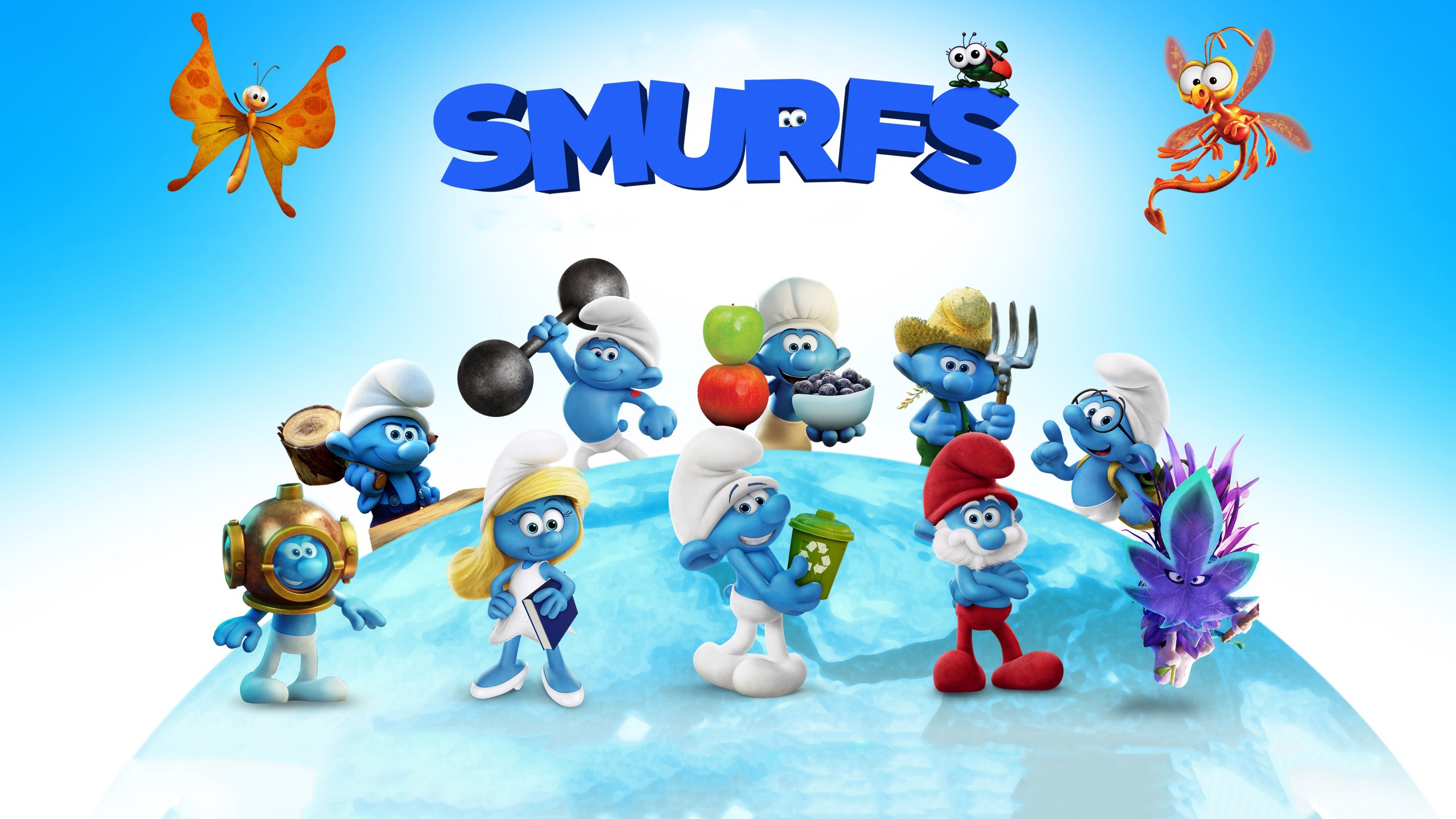 smurfs wallpaper,animated cartoon,cartoon,action figure,toy,fictional character