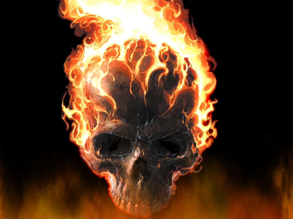 carta da parati teschio di fuoco,fiamma,calore,fuoco,arte,cranio