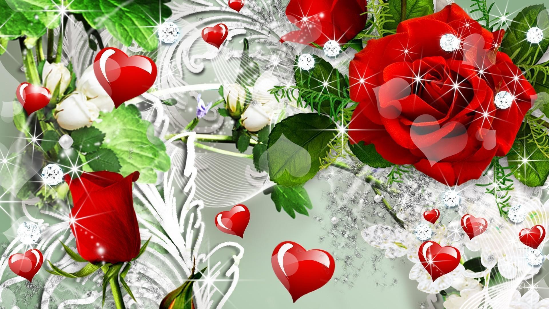 사랑 장미 벽지,빨간,꽃,심장,꽃잎,식물
