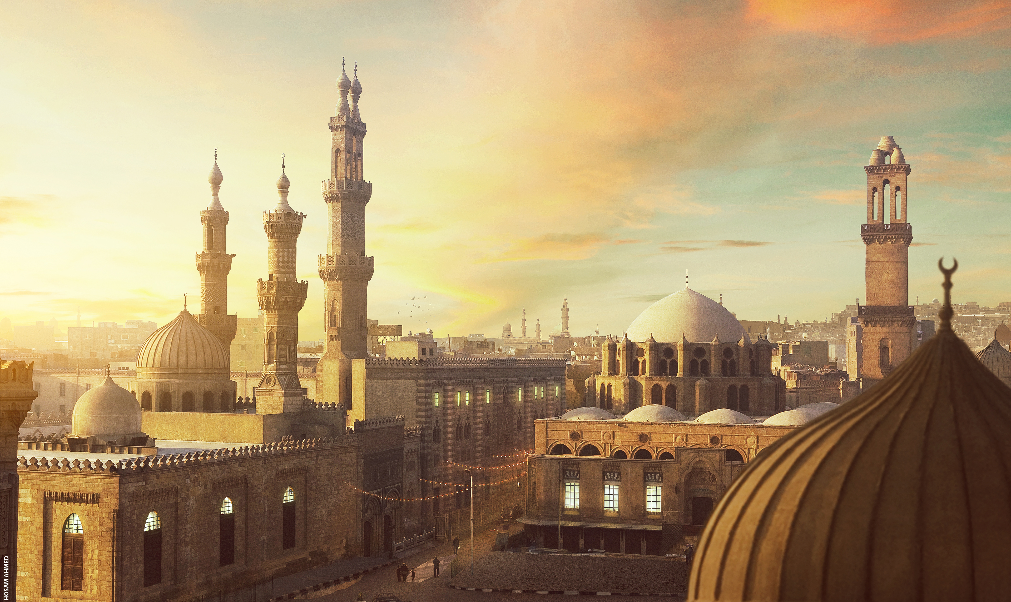 papier peint mosquée,ciel,mosquée,lieux saints,ville,lieu de culte