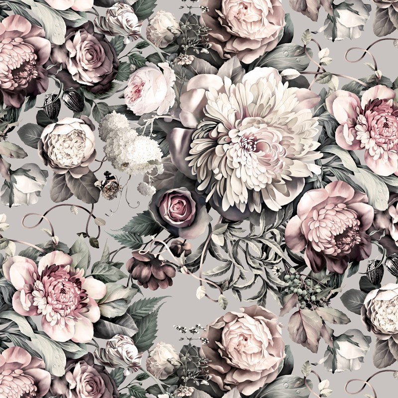 papel tapiz floral gris,modelo,flor,rosa,rosas de jardín,diseño floral