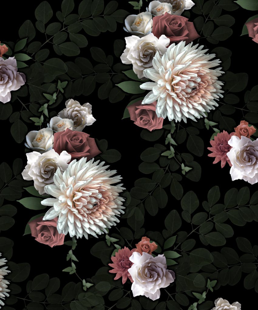 어두운 꽃 무늬 벽지,꽃,분홍,식물,꽃 무늬 디자인,꽃잎