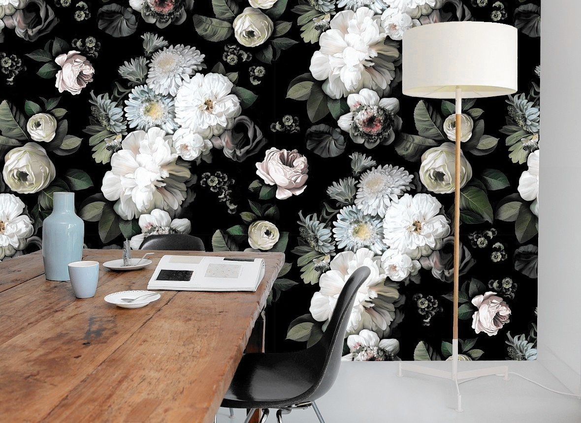Ellie cashman dark floral wallpaperuse
