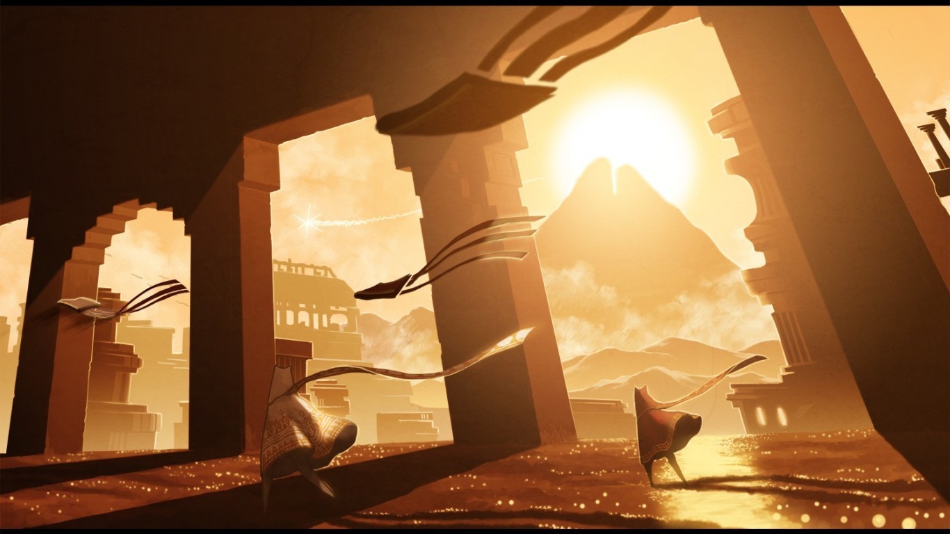 journey wallpaper,light,animation,adventure game,architecture,illustration