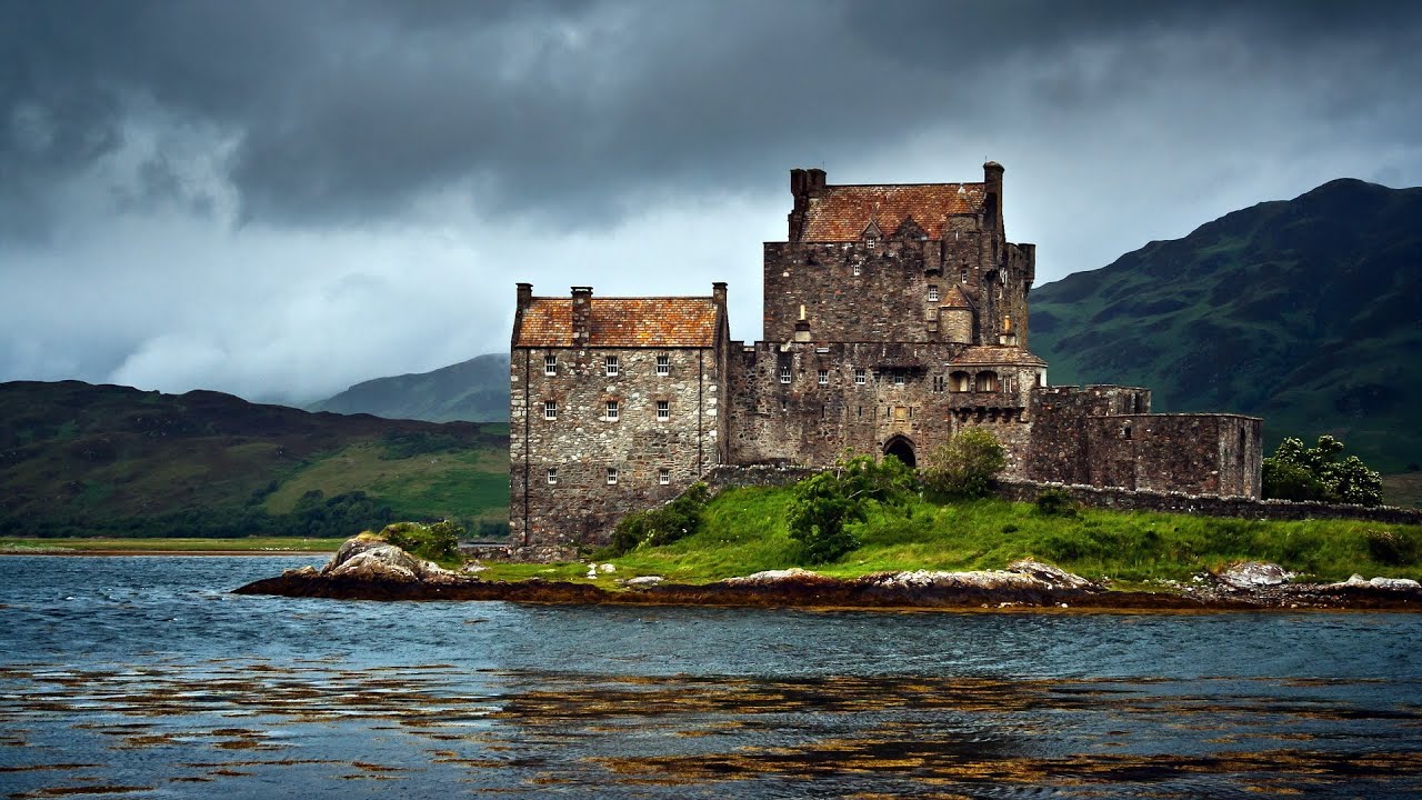 scotland wallpaper,highland,castle,loch,natural landscape,sky