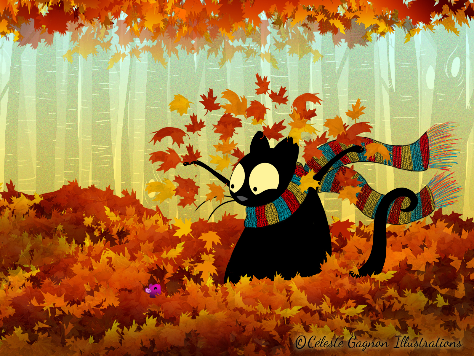 cute fall wallpaper,leaf,autumn,art,cartoon,tree