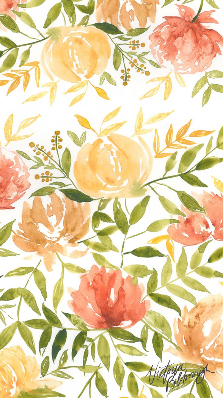 cute fall wallpaper,pattern,peach,plant,wallpaper,design