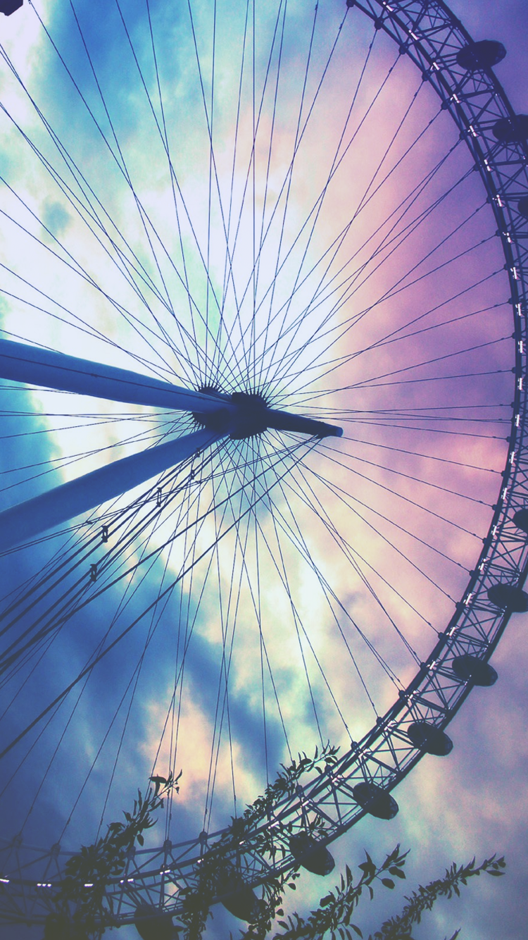 pretty iphone wallpaper,ferris wheel,blue,wheel,tourist attraction,sky