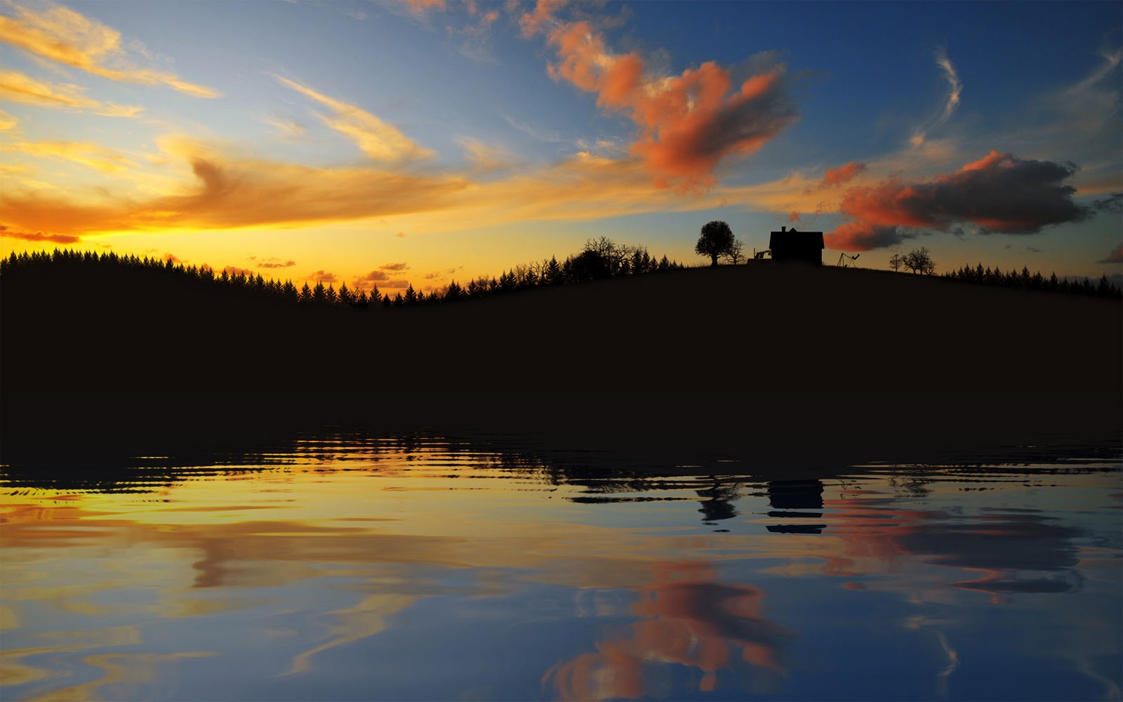 carta da parati serale,cielo,riflessione,natura,acqua,nube