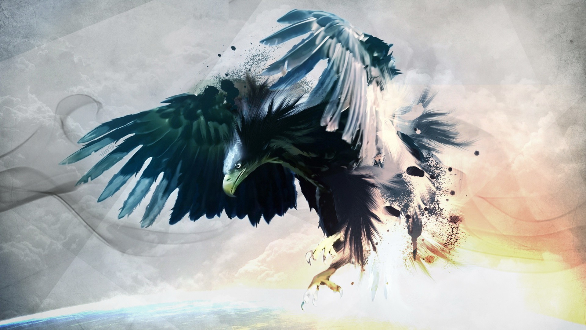 artwork wallpaper,wing,cg artwork,raven,eagle,illustration