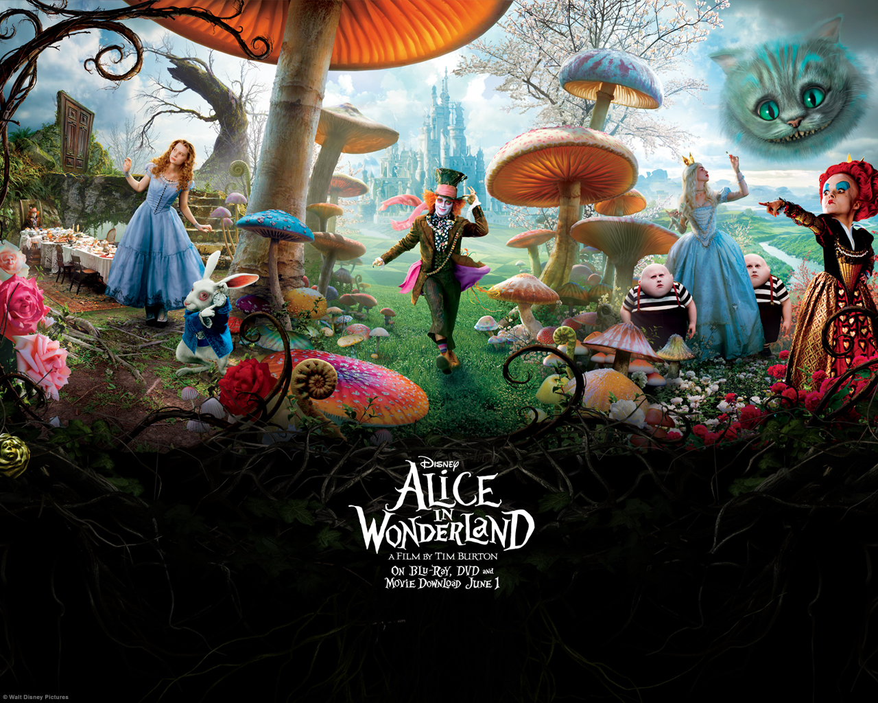 alice in wonderland wallpaper,illustration,graphic design,art,mushroom,organism