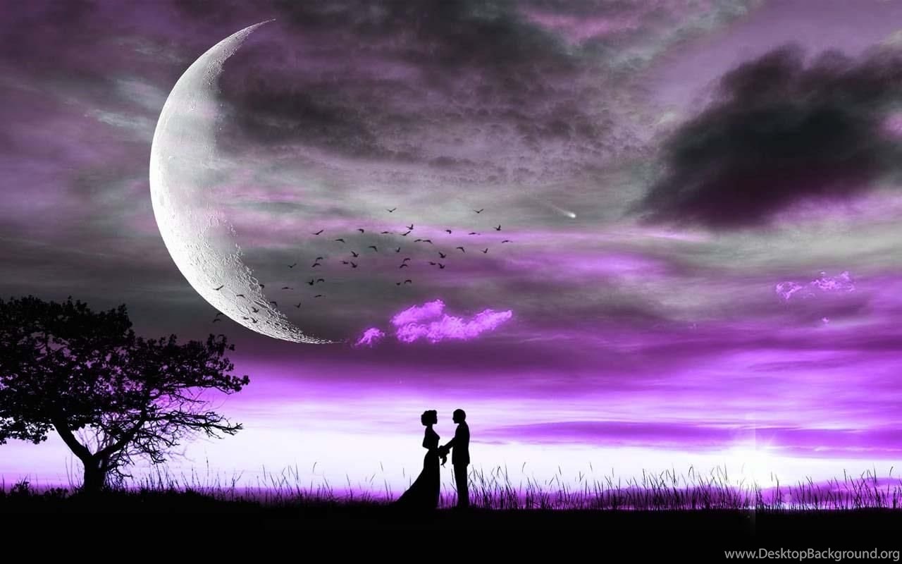 ロマンチックな壁紙のダウンロード,空,紫の,バイオレット,雰囲気,月光