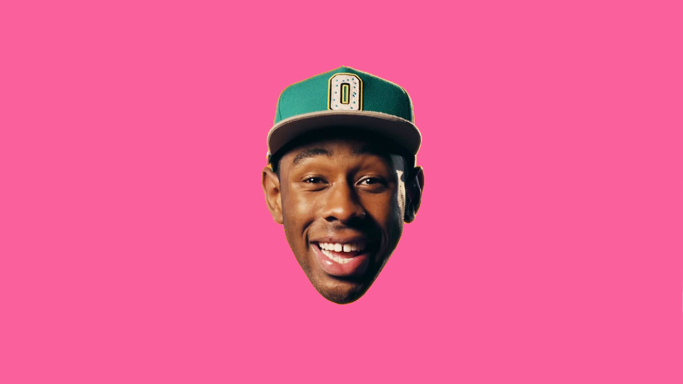 tyler the creator wallpaper,pink,head,headgear,font,illustration