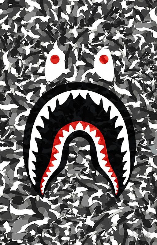 bape shark wallpaper,head,illustration,design,pattern,art