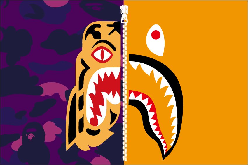 bape shark wallpaper,cartoon,font,tooth,illustration,organ