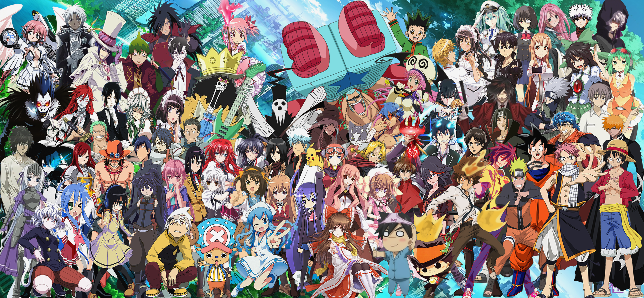 all anime wallpaper,art,cartoon,crowd,animated cartoon,collage