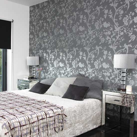 grey wallpaper bedroom,bedroom,wall,room,furniture,bed