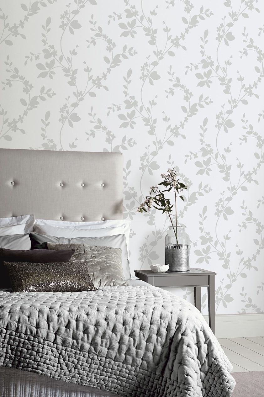 grey wallpaper bedroom,bedroom,white,room,wall,furniture