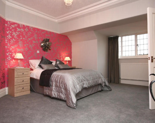 grey wallpaper bedroom,bedroom,room,bed,furniture,property