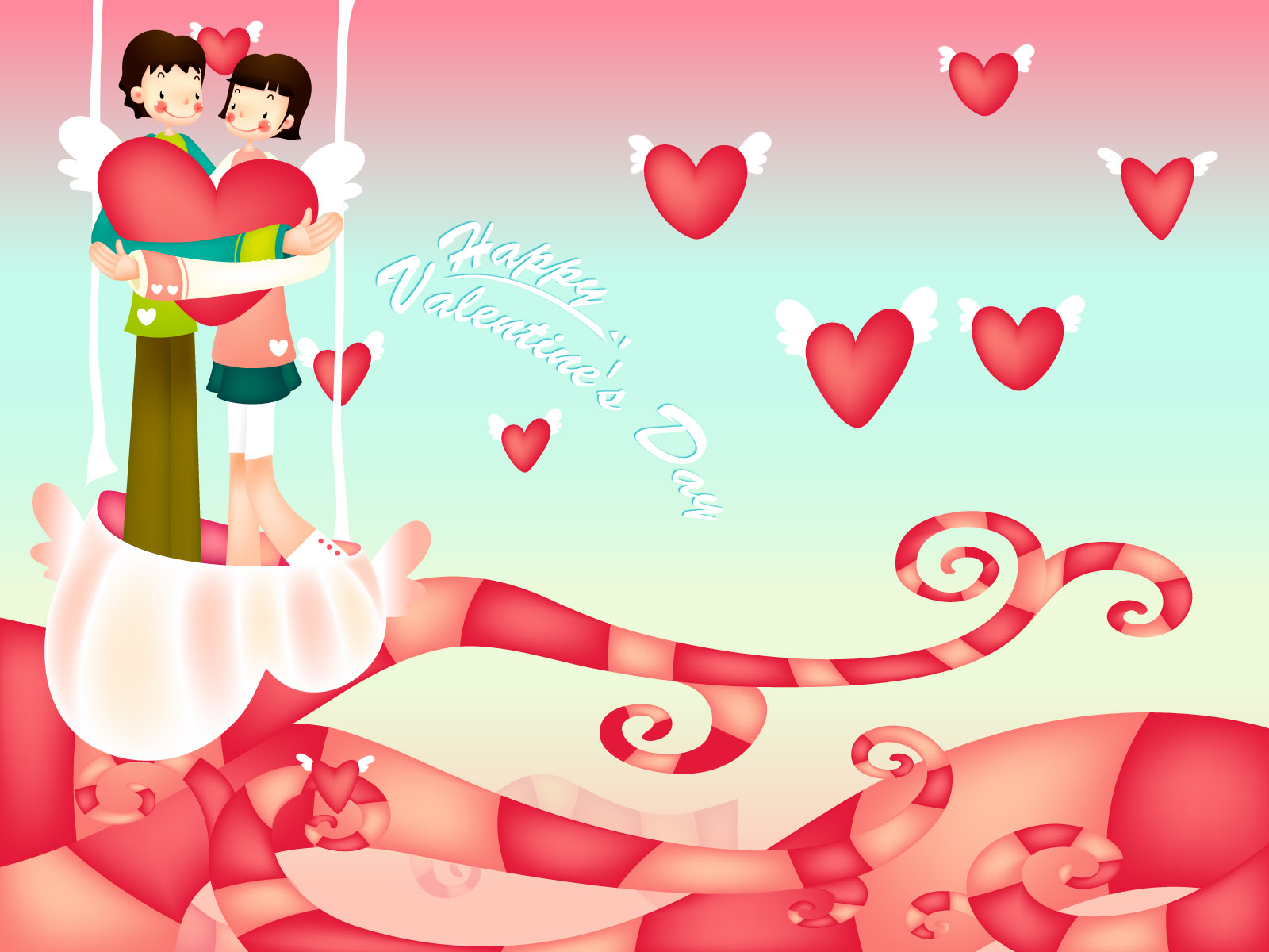 14 feb valentine day wallpaper,heart,valentine's day,love,cartoon,pink