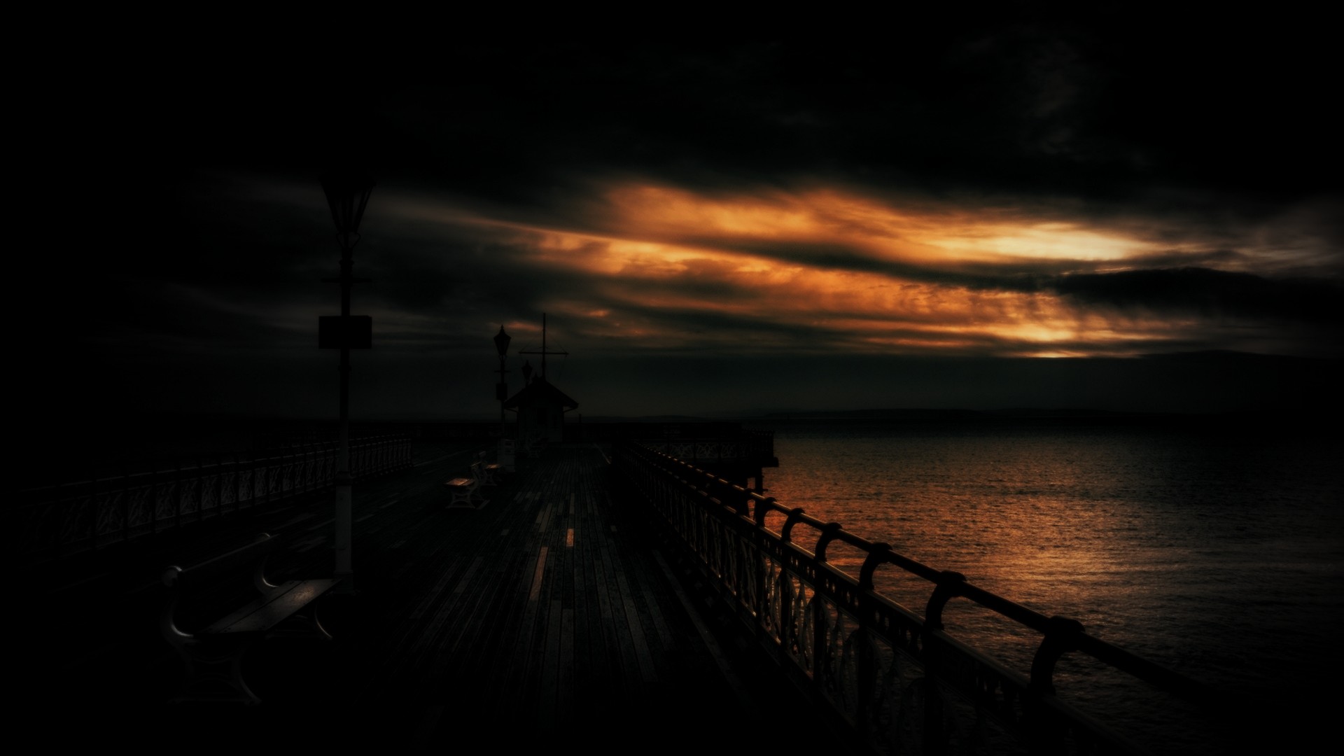 fond d'écran sombre 1920x1080,ciel,l'eau,horizon,mer,lumière