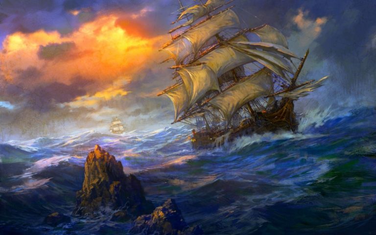 fond d'écran art hd,oeuvre de cg,ciel,bateau à voile,mythologie,navire