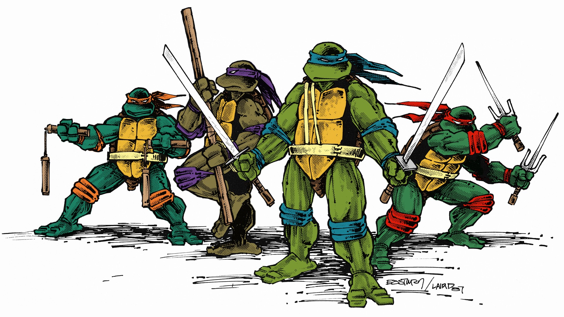 ninja turtles wallpaper,teenage mutant ninja turtles,fictional character,superhero,conquistador,illustration