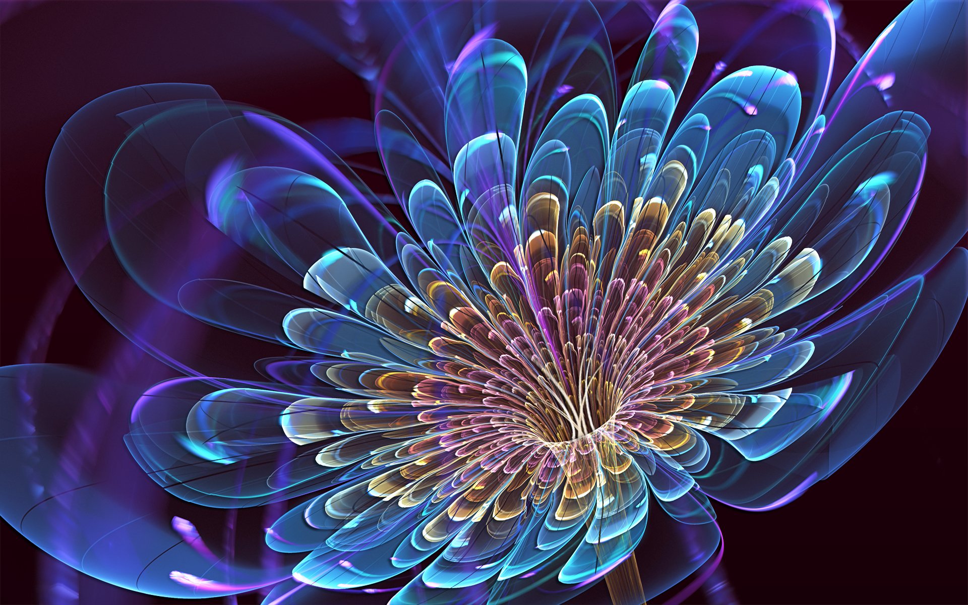 papier peint bunga cantik,art fractal,bleu,violet,art,plante