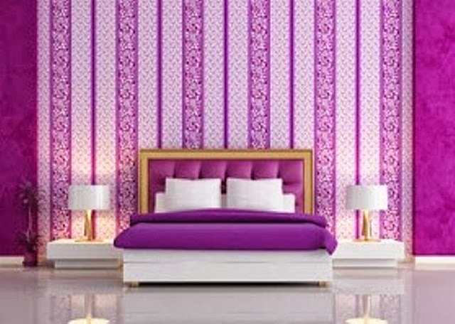壁紙kamar tidur,デコレーション,バイオレット,紫の,カーテン,インテリア・デザイン