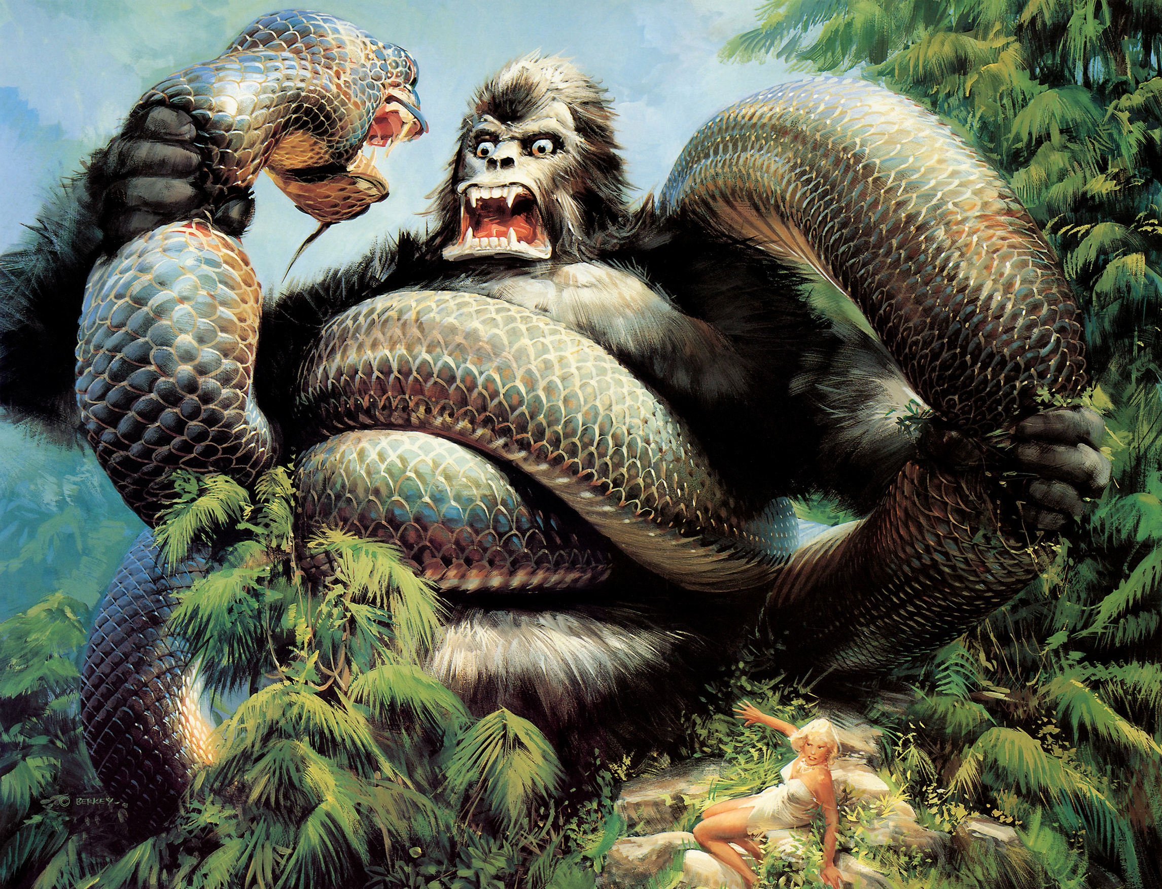 carta da parati king kong,animale terrestre,mitologia,illustrazione,cg artwork,pianta