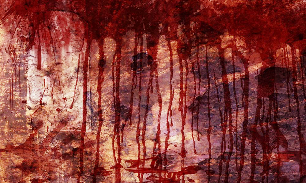 bloody wallpaper,red,natural environment,tree,forest,art