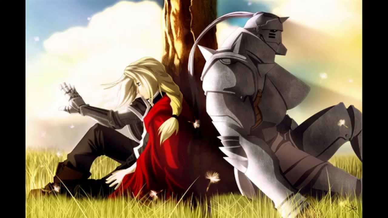 fullmetal alchemist bruderschaft wallpaper,karikatur,animierter cartoon,anime,erfundener charakter,gras