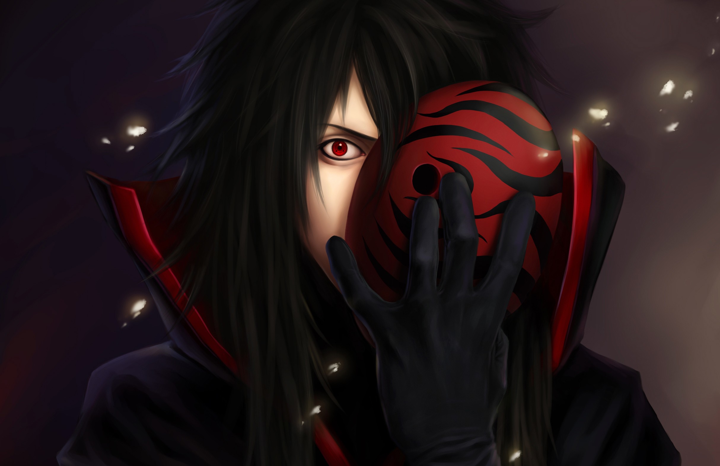 fond d'écran madara,rouge,oeuvre de cg,anime,cheveux noirs,ténèbres