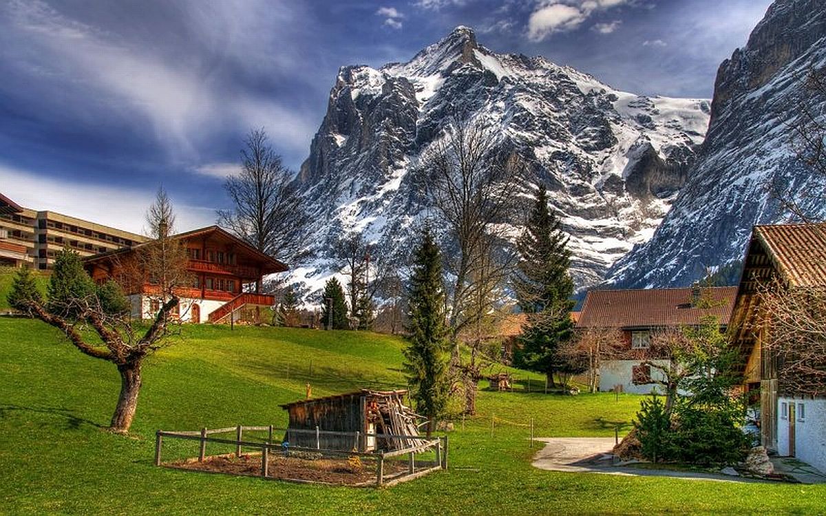 switzerland wallpaper,natural landscape,nature,mountain village,mountainous landforms,mountain