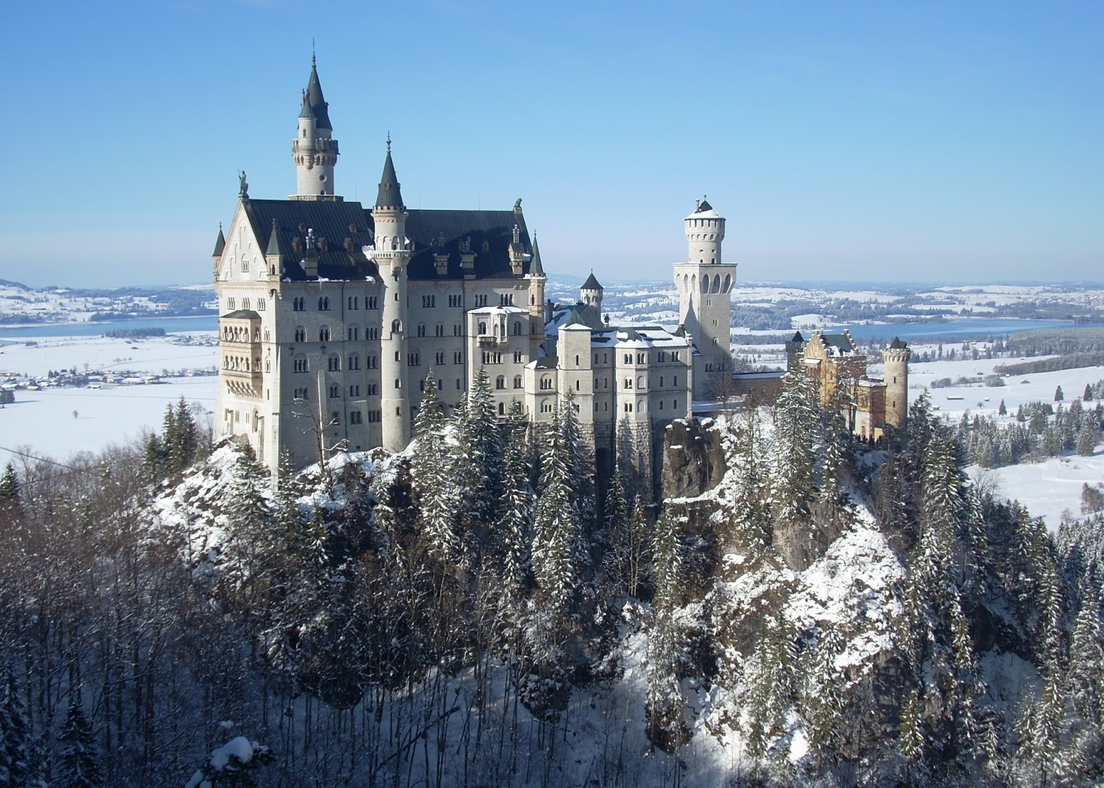 ドイツの壁紙,城,冬,雪,凍結,空