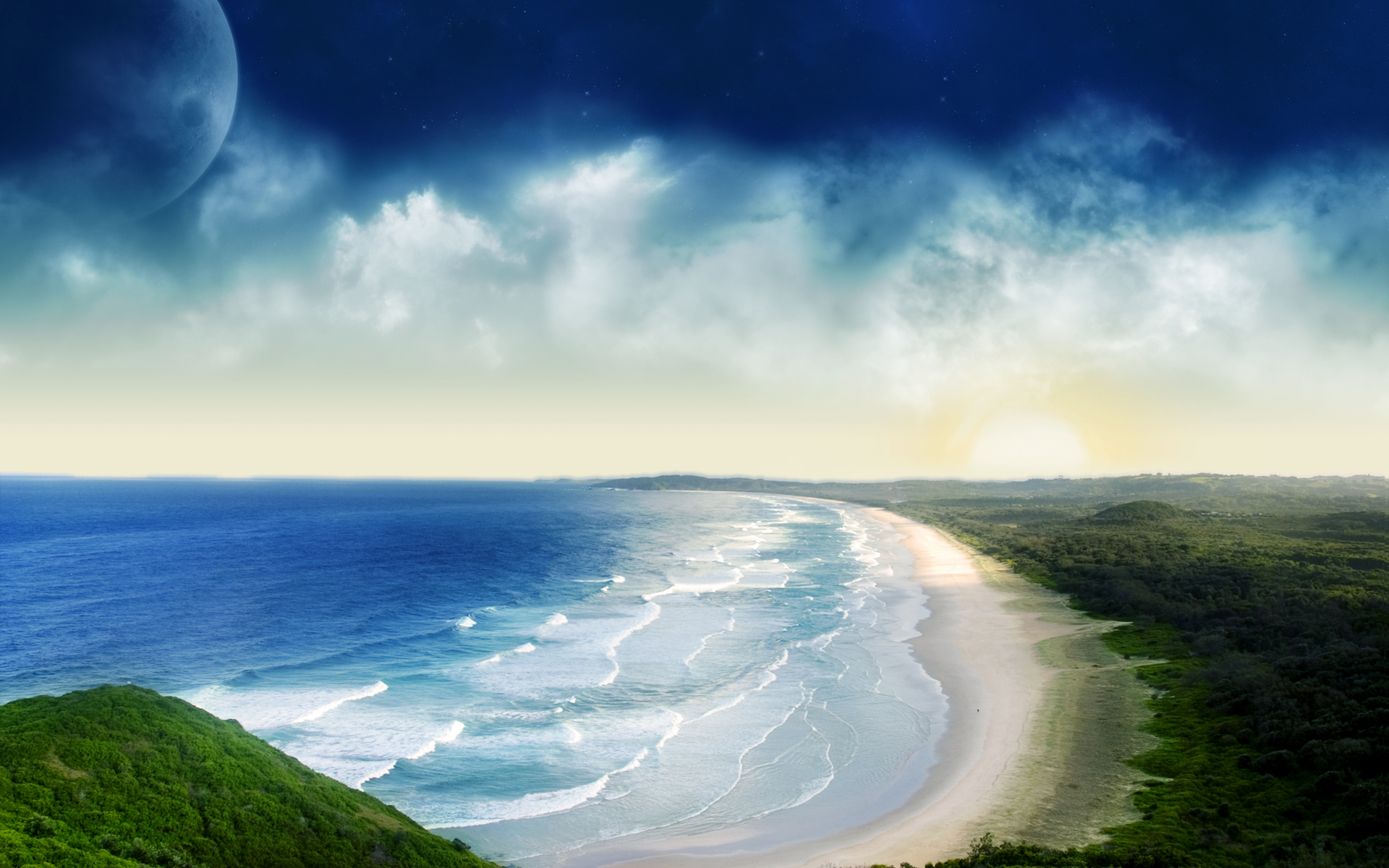 fondos de pantalla pemandangan indah,cielo,paisaje natural,naturaleza,mar,agua