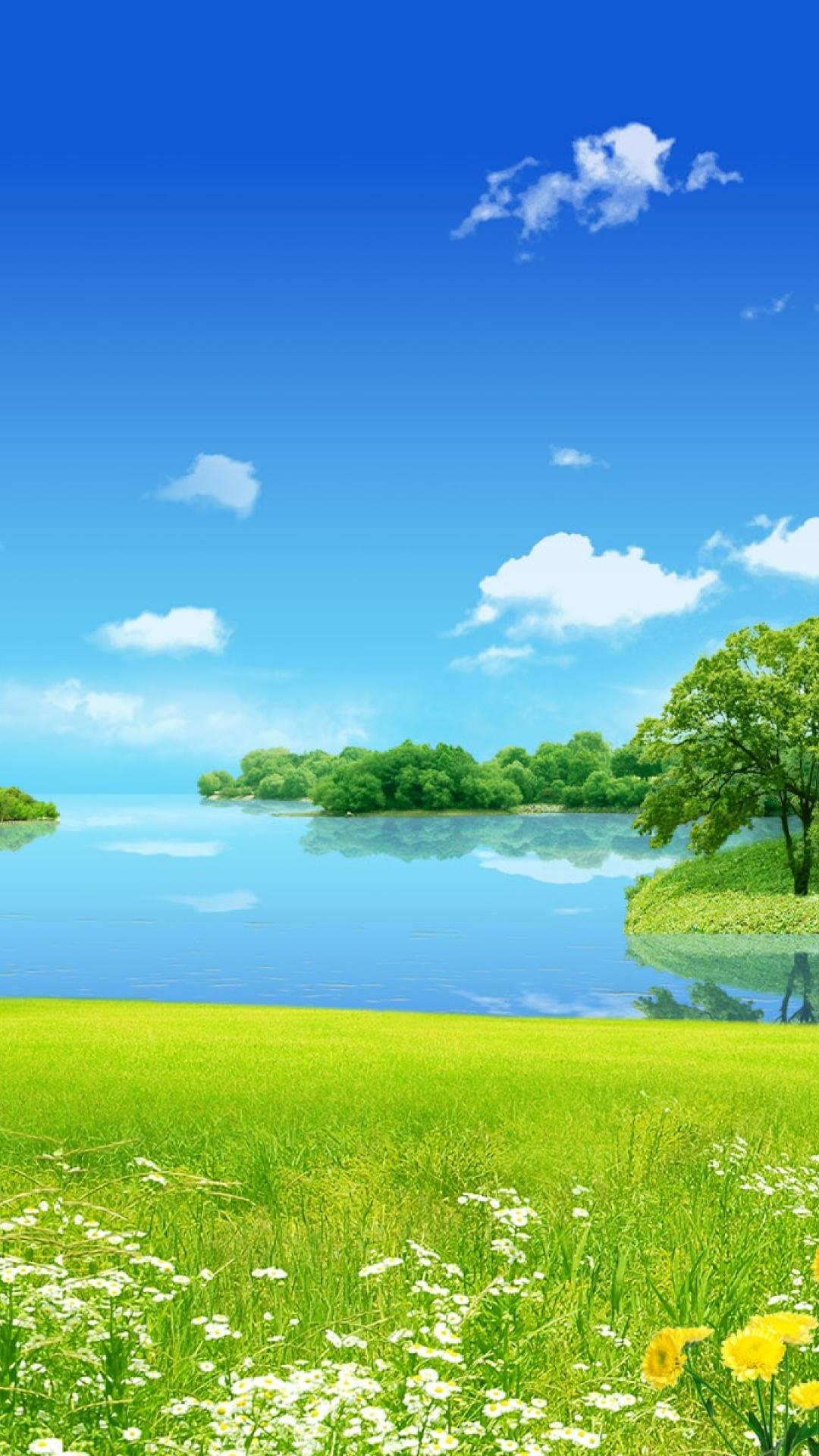 fond d'écran nature hd pour téléchargement gratuit mobile,paysage naturel,la nature,ciel,vert,ressources en eau