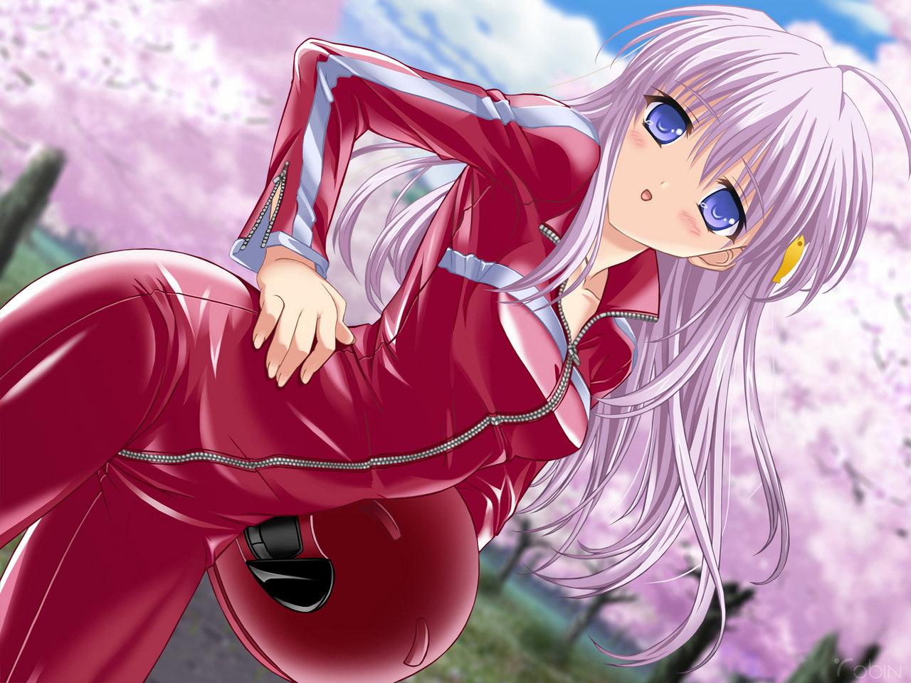 simpatica carta da parati anime girl,cartone animato,anime,cg artwork,rosa,bocca